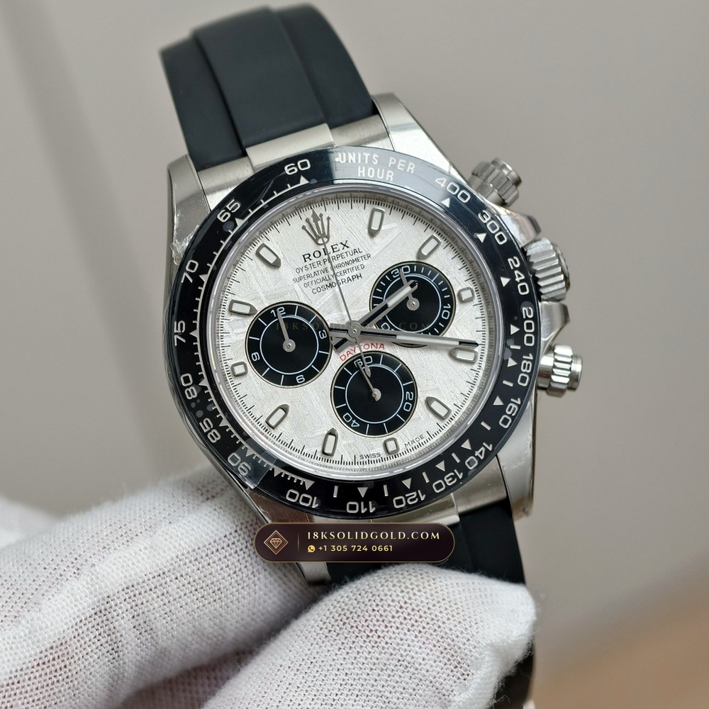 Rolex Cosmograph Daytona Gibeon Meteorite Dial 18K White Gold Reference 116519LN — Hallmarked Edition angle 2