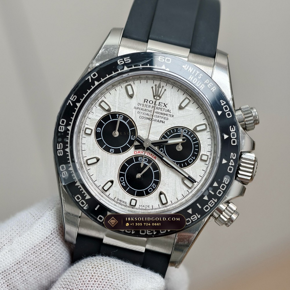 Rolex Cosmograph Daytona Gibeon Meteorite Dial 18K White Gold Reference 116519LN — Hallmarked Edition angle 3