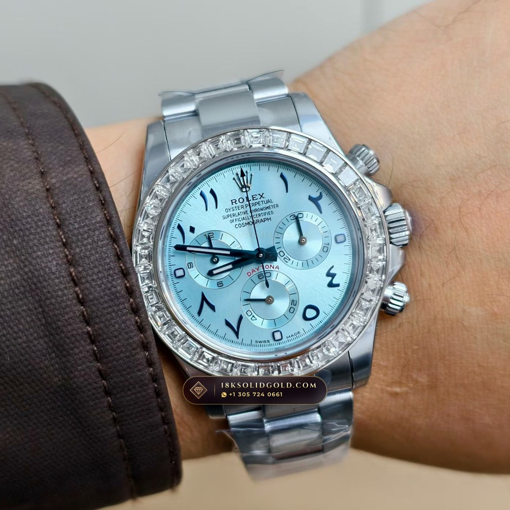 Rolex Cosmograph Daytona Diamond-Set Bezel 950 Platinum Reference 116576TBR — Hallmarked Edition — Studio Gallery Plate VII in 950 Platinum Pt950 (282.1g Verified Mass, Rolex Manufacture Cal. 4130 - 72h Power Reserve)
