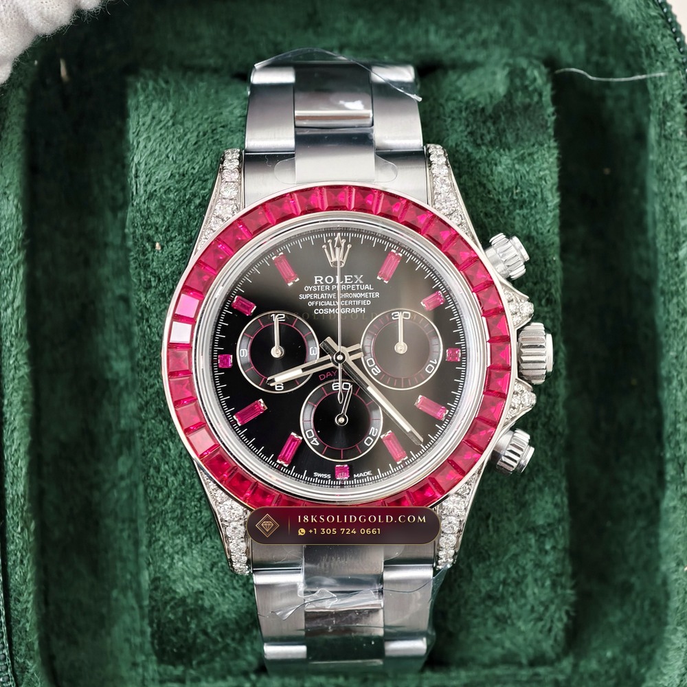 Rolex Cosmograph Daytona Baguette Ruby Bezel 18K White Gold Reference 126599TRU — Hallmarked Edition