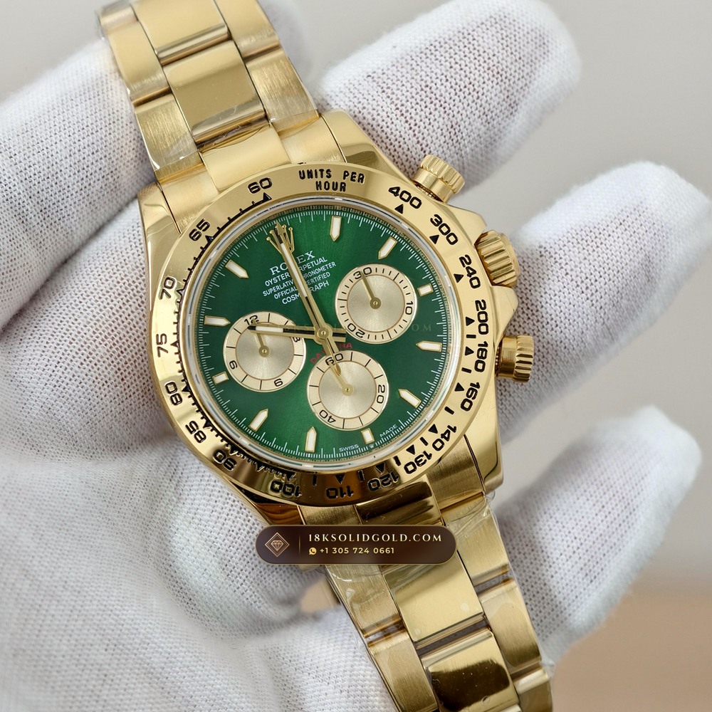 Rolex Cosmograph Daytona John Mayer Emerald Dial 18K Yellow Gold Reference 126508 — Hallmarked Edition angle 2
