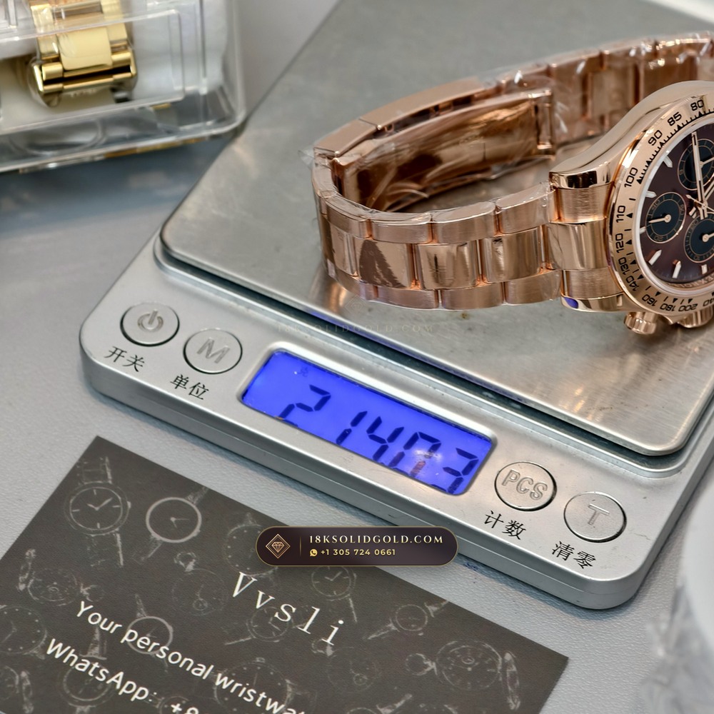 Rolex Cosmograph Daytona 18K Everose Gold Master Watchmaker Spec Reference 126505 — Hallmarked Edition — Studio Gallery Plate XI in 18K Rose Gold Au750 (216.8g Verified Mass, Rolex Manufacture Cal. 4131 - 72h Power Reserve)