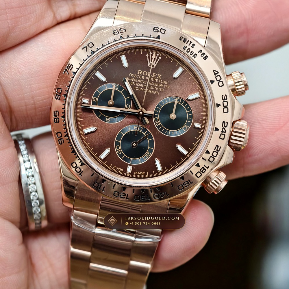 Rolex Cosmograph Daytona 18K Everose Gold Master Watchmaker Spec Reference 126505 — Hallmarked Edition angle 3