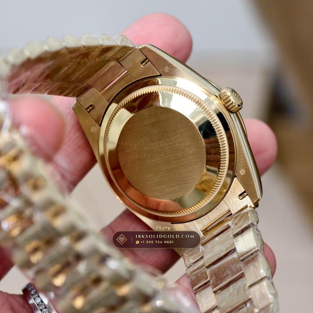 Rolex Day-Date 36 Graduated Green Ombre Sunray Dial 18K Yellow Gold Reference 128238 — Hallmarked Edition angle 3