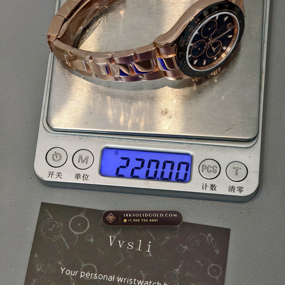 Rolex Cosmograph Daytona Starry Sky Dial 18K Everose Gold Reference 126505 — Hallmarked Edition — Studio Gallery Plate XI in 18K Rose Gold Au750 (216.3g Verified Mass, Rolex Manufacture Cal. 4131 - 72h Power Reserve)