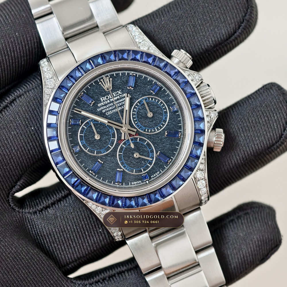 Rolex Cosmograph Daytona Black Obsidian Dial & Sapphire Bezel 18K White Gold 5-Axis CNC Case Reference 126599TSA — Hallmarked Edition angle 2