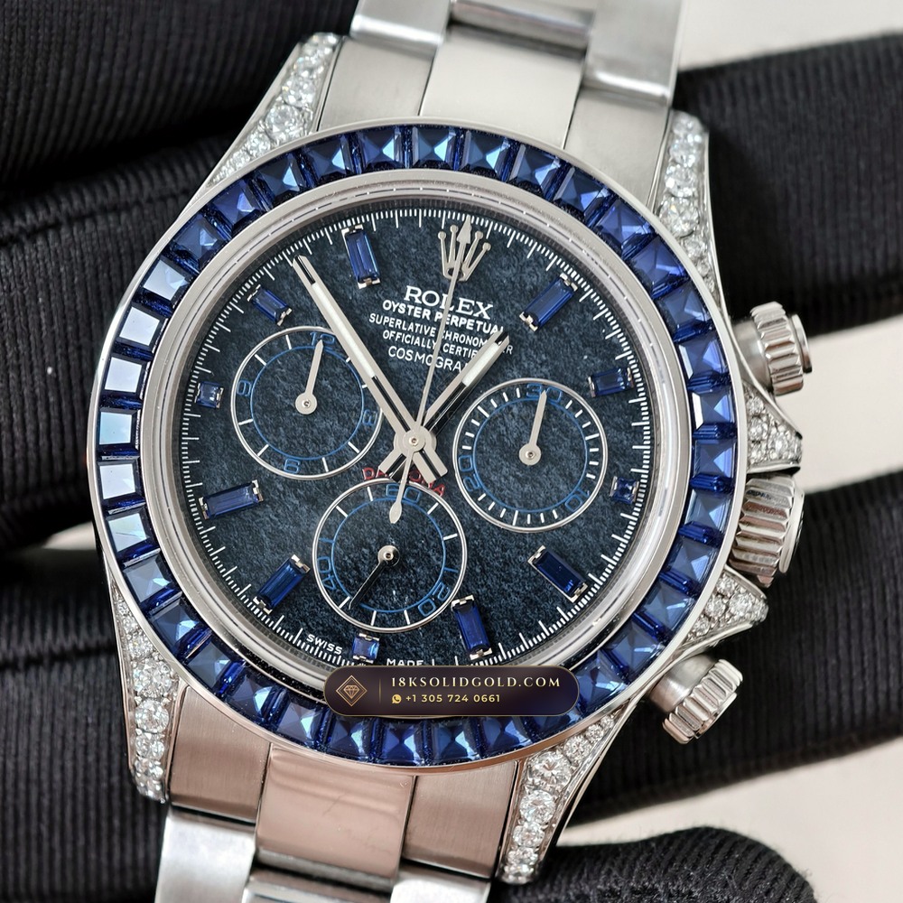 Rolex Cosmograph Daytona Black Obsidian Dial & Sapphire Bezel 18K White Gold 5-Axis CNC Case Reference 126599TSA — Hallmarked Edition angle 3