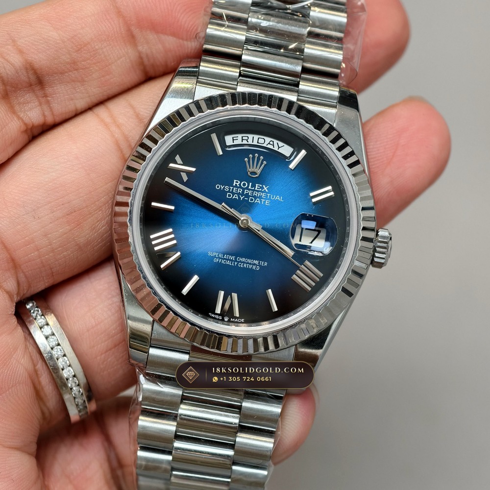 Rolex Day-Date 40 18K White Gold Chronometer Regulated Spec Reference 228239 — Hallmarked Edition angle 2