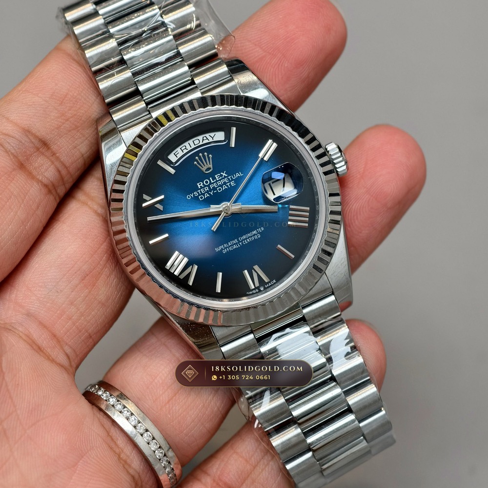 Rolex Day-Date 40 18K White Gold Chronometer Regulated Spec Reference 228239 — Hallmarked Edition angle 3