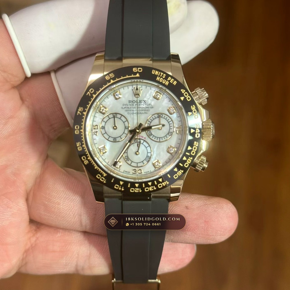 Rolex Cosmograph Daytona Iridescent Natural Mother-of-Pearl Dial 18K Yellow Gold Reference 116518 — Hallmarked Edition