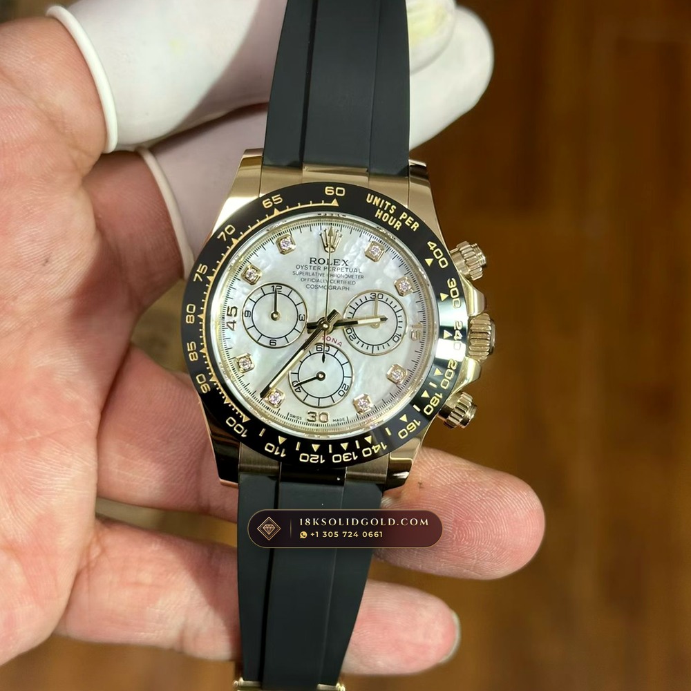 Rolex Cosmograph Daytona Iridescent Natural Mother-of-Pearl Dial 18K Yellow Gold Reference 116518 — Hallmarked Edition angle 2