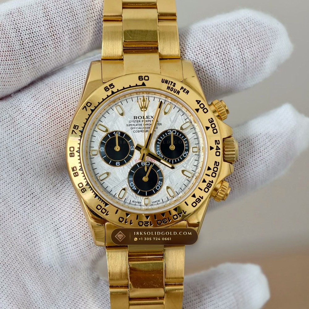 Rolex Cosmograph Daytona 18K Yellow Gold Hand-Finished Buff Dial Deep Crystal Optics Reference 116508 — Hallmarked Edition