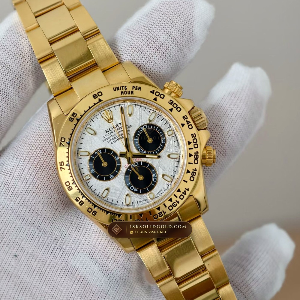 Rolex Cosmograph Daytona 18K Yellow Gold Hand-Finished Buff Dial Deep Crystal Optics Reference 116508 — Hallmarked Edition angle 2