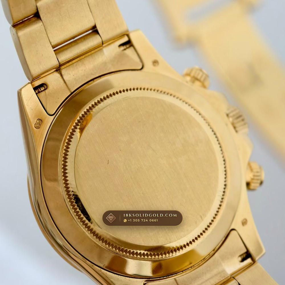 Rolex Cosmograph Daytona 18K Yellow Gold Hand-Finished Buff Dial Deep Crystal Optics Reference 116508 — Hallmarked Edition — Studio Gallery Plate VII in 18K Yellow Gold Au750 (216.4g Verified Mass, Rolex Manufacture Cal. 4130 - 72h Power Reserve)