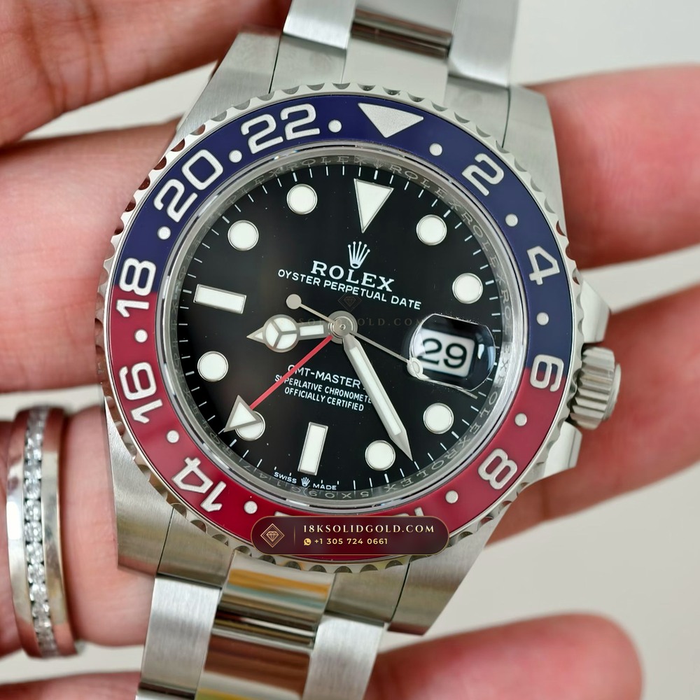 Rolex GMT-Master II Pepsi Red & Blue Cerachrom Geneva Atelier Spec Reference 126710BLRO — Salon Edition angle 3