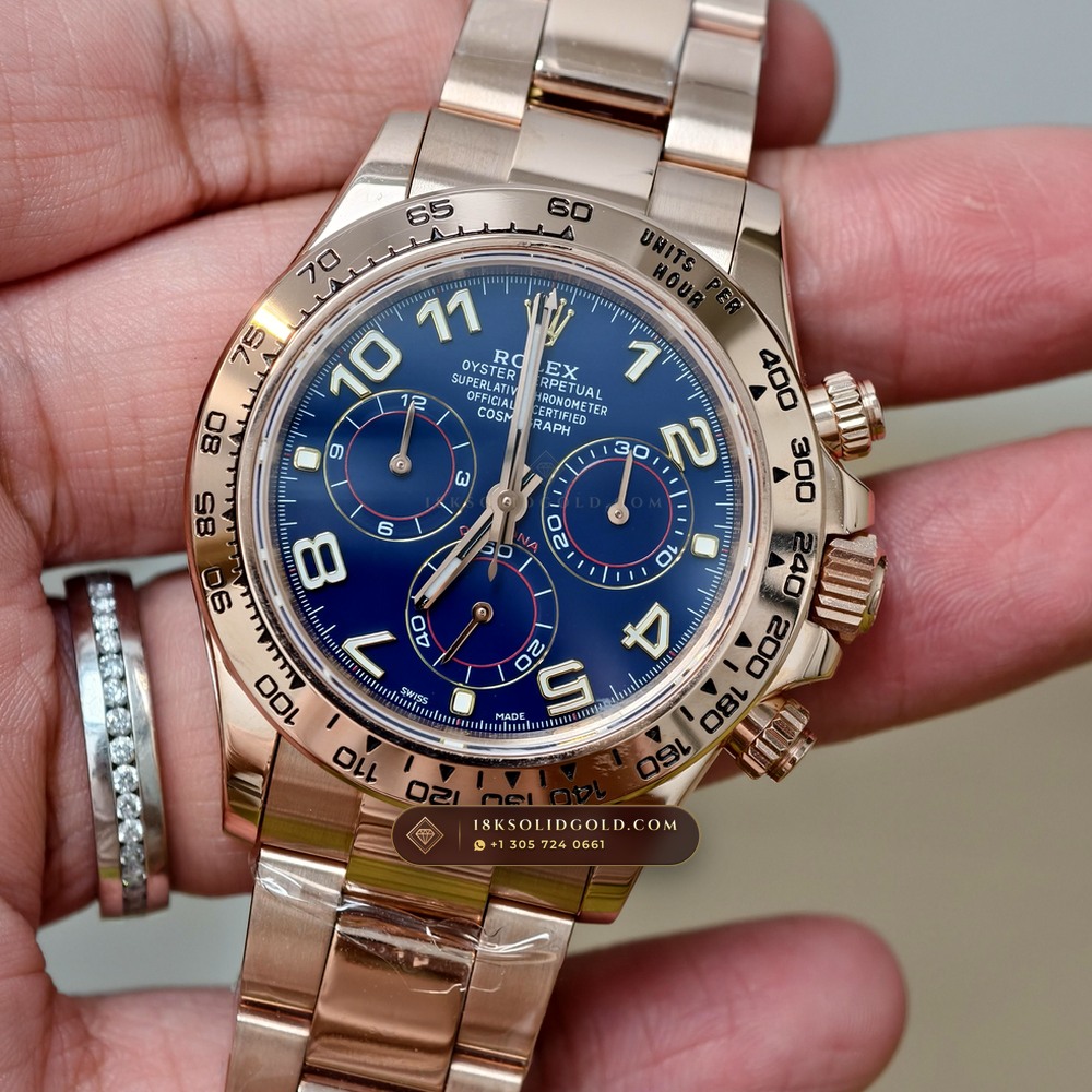 Rolex Cosmograph Daytona Racing Arabic Dial 18K Everose Gold Reference 126505 — Hallmarked Edition angle 3