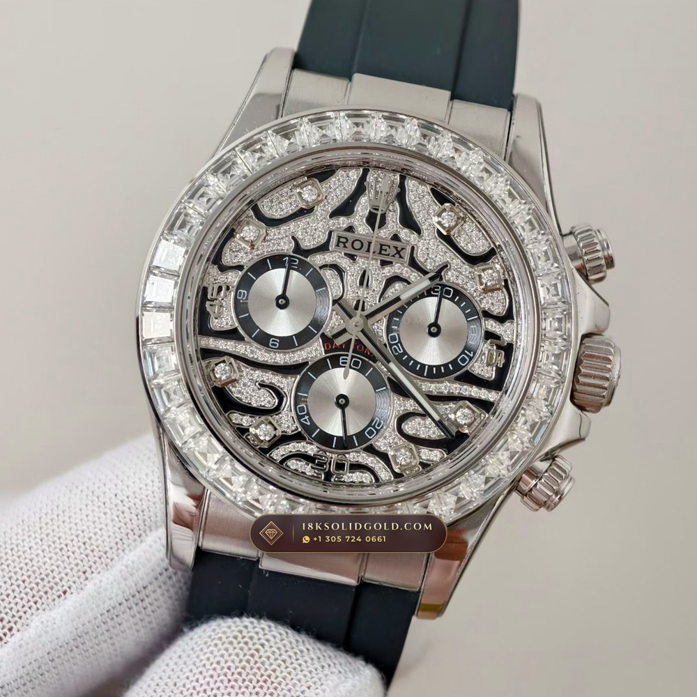 Rolex Cosmograph Daytona 18K White Gold Deep Crystal Optics 5-Axis CNC Case Reference 116589TBR — Hallmarked Edition angle 3