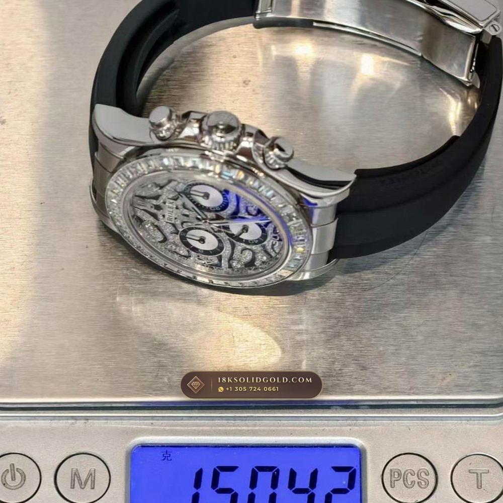 Rolex Cosmograph Daytona 18K White Gold Deep Crystal Optics 5-Axis CNC Case Reference 116589TBR — Hallmarked Edition — Studio Gallery Plate IX in 18K White Gold Au750 (160.2g Verified Mass, Rolex Manufacture Cal. 4130 - 72h Power Reserve)