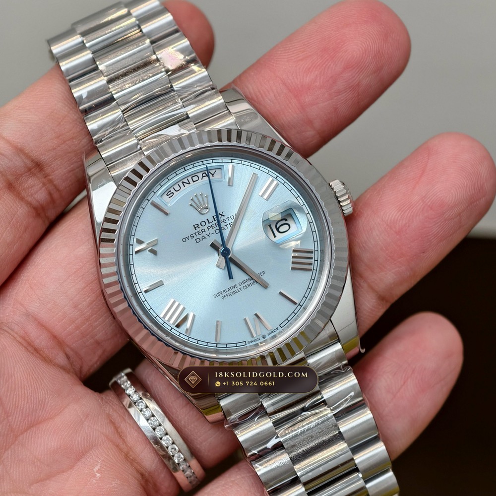 Rolex Day-Date 40 950 Platinum Geneva Atelier Spec Reference 228236 — Hallmarked Edition angle 2
