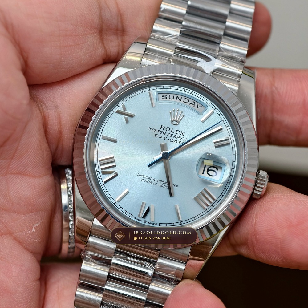Rolex Day-Date 40 950 Platinum Geneva Atelier Spec Reference 228236 — Hallmarked Edition angle 3