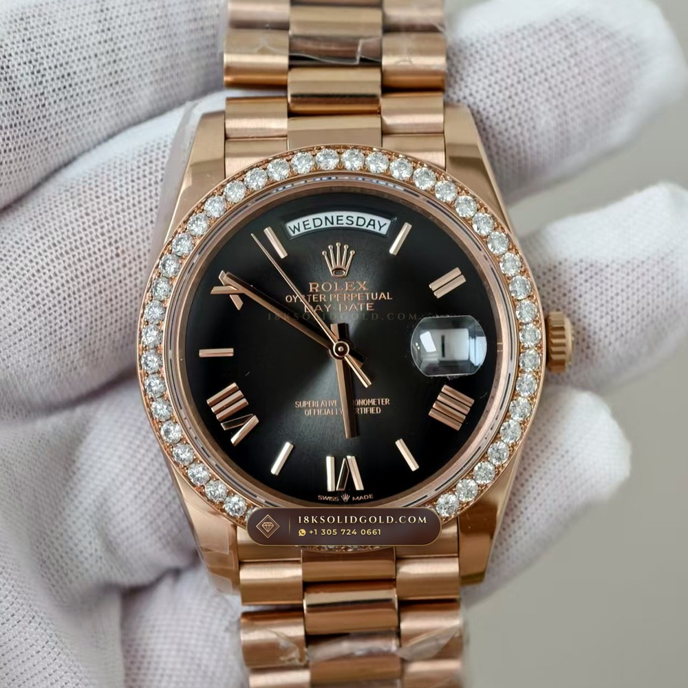 Rolex Day-Date 40 Graduated Ombre Sunray Dial Diamond-Set Bezel 18K Everose Gold Reference 228235 — Hallmarked Edition