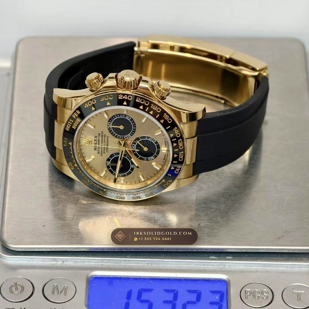 Rolex Cosmograph Daytona 18K Yellow Gold 5-Axis CNC Case Reference 126518LN — Hallmarked Edition — Studio Gallery Plate VIII in 18K Yellow Gold Au750 (160.3g Verified Mass, Rolex Manufacture Cal. 4131 - 72h Power Reserve)