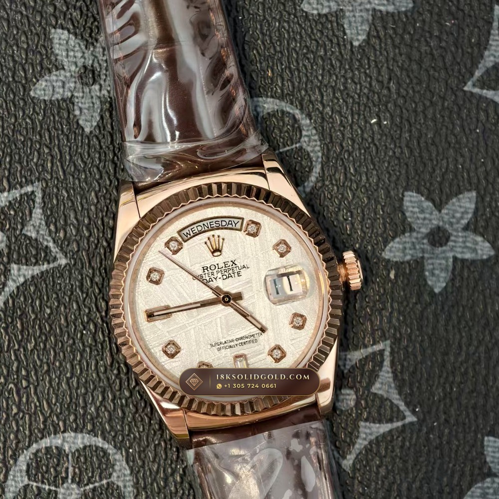 Rolex Day-Date 36 Gibeon Meteorite Dial 18K Everose Gold Reference 118135 — Hallmarked Edition angle 2