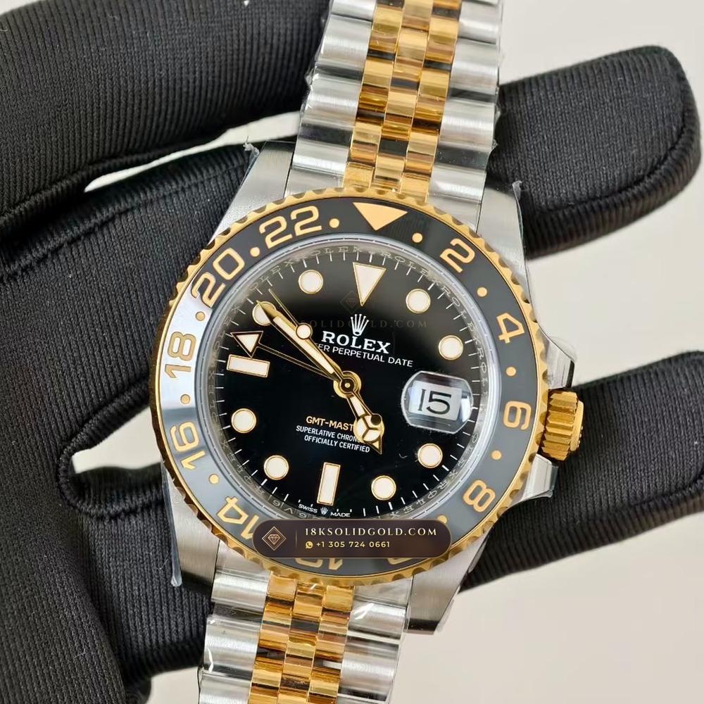 Rolex GMT-Master II Guinness / Zombie Grey & Black Cerachrom 18K Everose Gold Reference 126715CHNR — Hallmarked Edition angle 3
