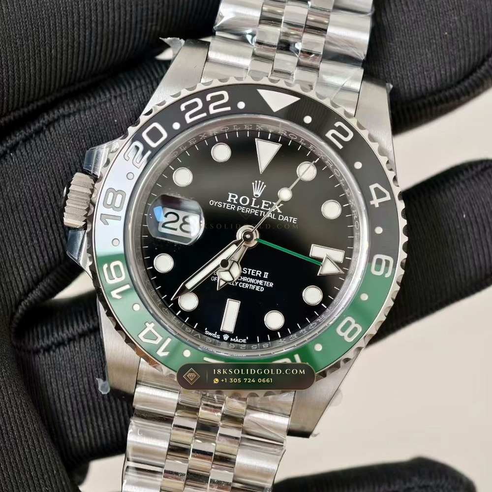 Rolex GMT-Master II Sprite Left-Handed Green & Black Reference 126720VTNR — Salon Edition angle 3