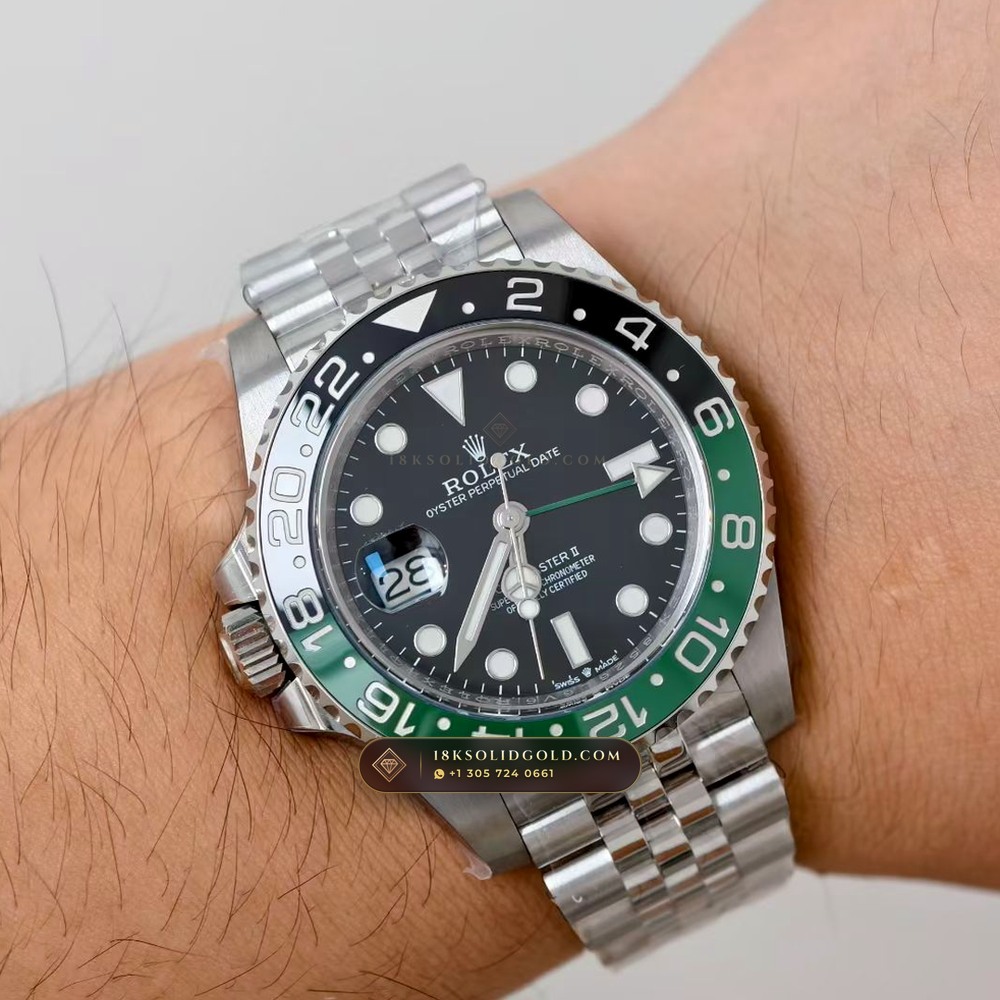 Rolex GMT-Master II Sprite Left-Handed Green & Black Reference 126720VTNR — Salon Edition — Studio Gallery Plate VII in 904L Stainless Steel Custom Architecture (143.9g Verified Mass, Rolex Manufacture Cal. 3285 - 70h Power Reserve)