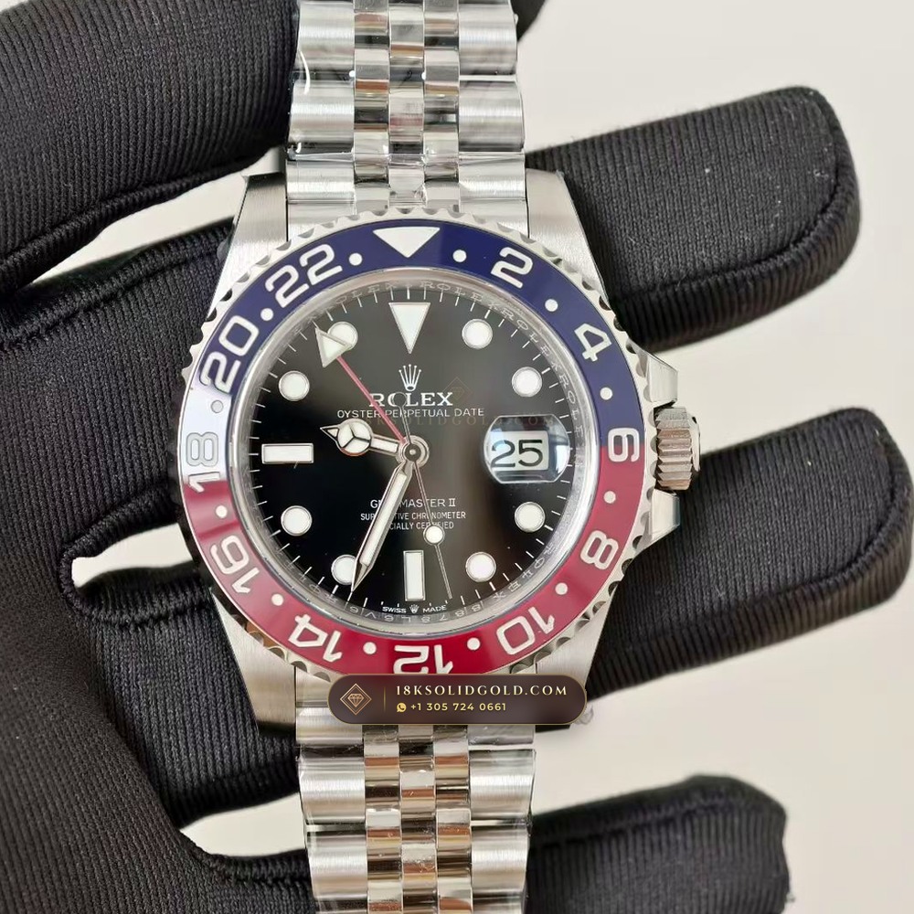 Rolex GMT-Master II Pepsi Red & Blue Cerachrom Deep Crystal Optics Reference 126710BLRO — Salon Edition