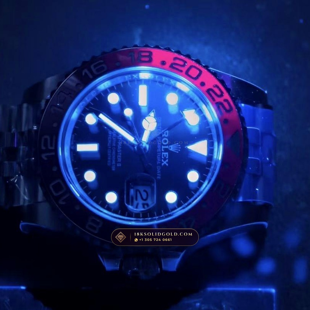 Rolex GMT-Master II Pepsi Red & Blue Cerachrom Deep Crystal Optics Reference 126710BLRO — Salon Edition — Studio Gallery Plate IX in 904L Stainless Steel Custom Architecture (143.3g Verified Mass, Rolex Manufacture Cal. 3285 - 70h Power Reserve)