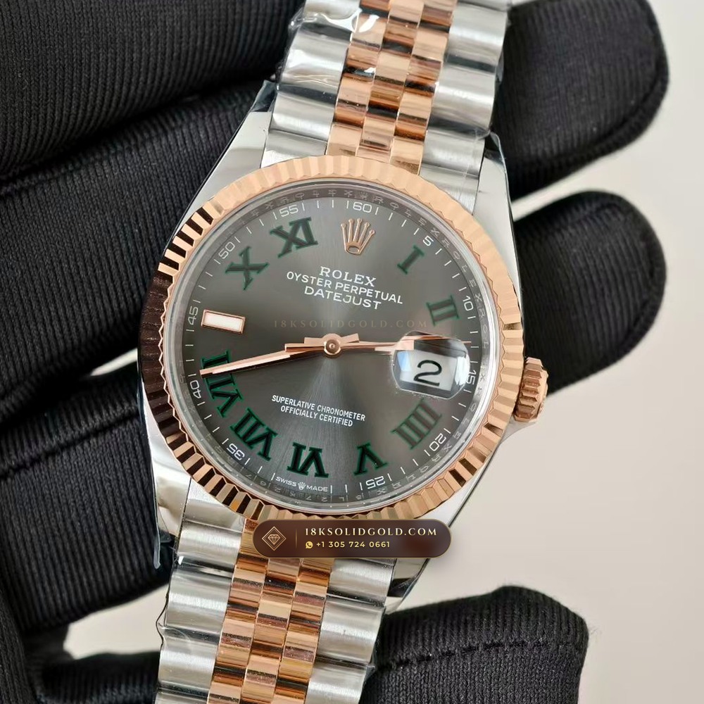 Rolex Datejust 36 Wimbledon Slate Roman Dial Reference 126231 — Salon Edition angle 3
