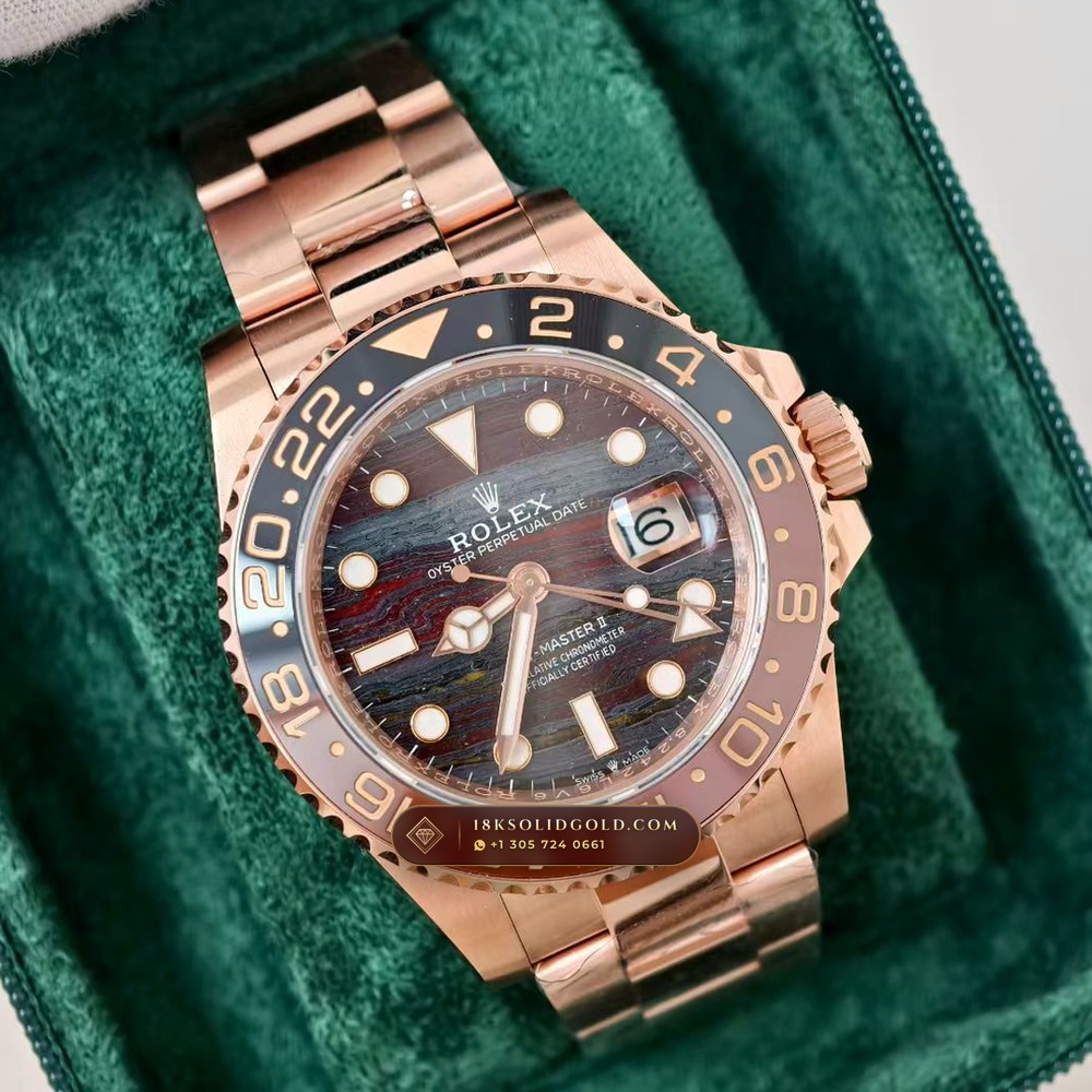 Rolex GMT-Master II 18K Everose Gold Deep Crystal Optics Reference 126715CHNR — Hallmarked Edition angle 2