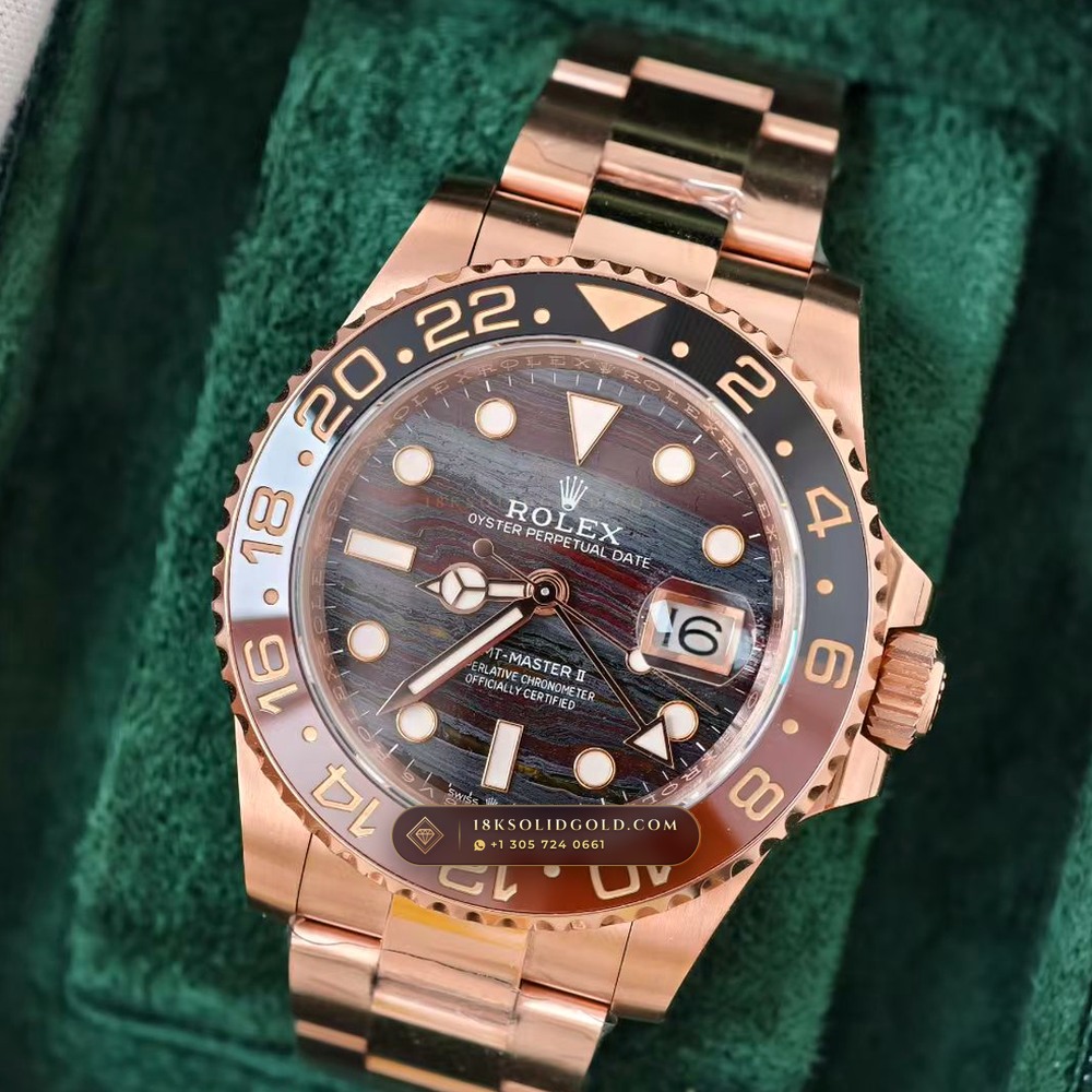 Rolex GMT-Master II 18K Everose Gold Deep Crystal Optics Reference 126715CHNR — Hallmarked Edition angle 3
