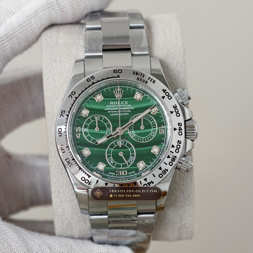 Rolex Cosmograph Daytona Malachite Stone Dial 18K White Gold Reference 126509 — Hallmarked Edition