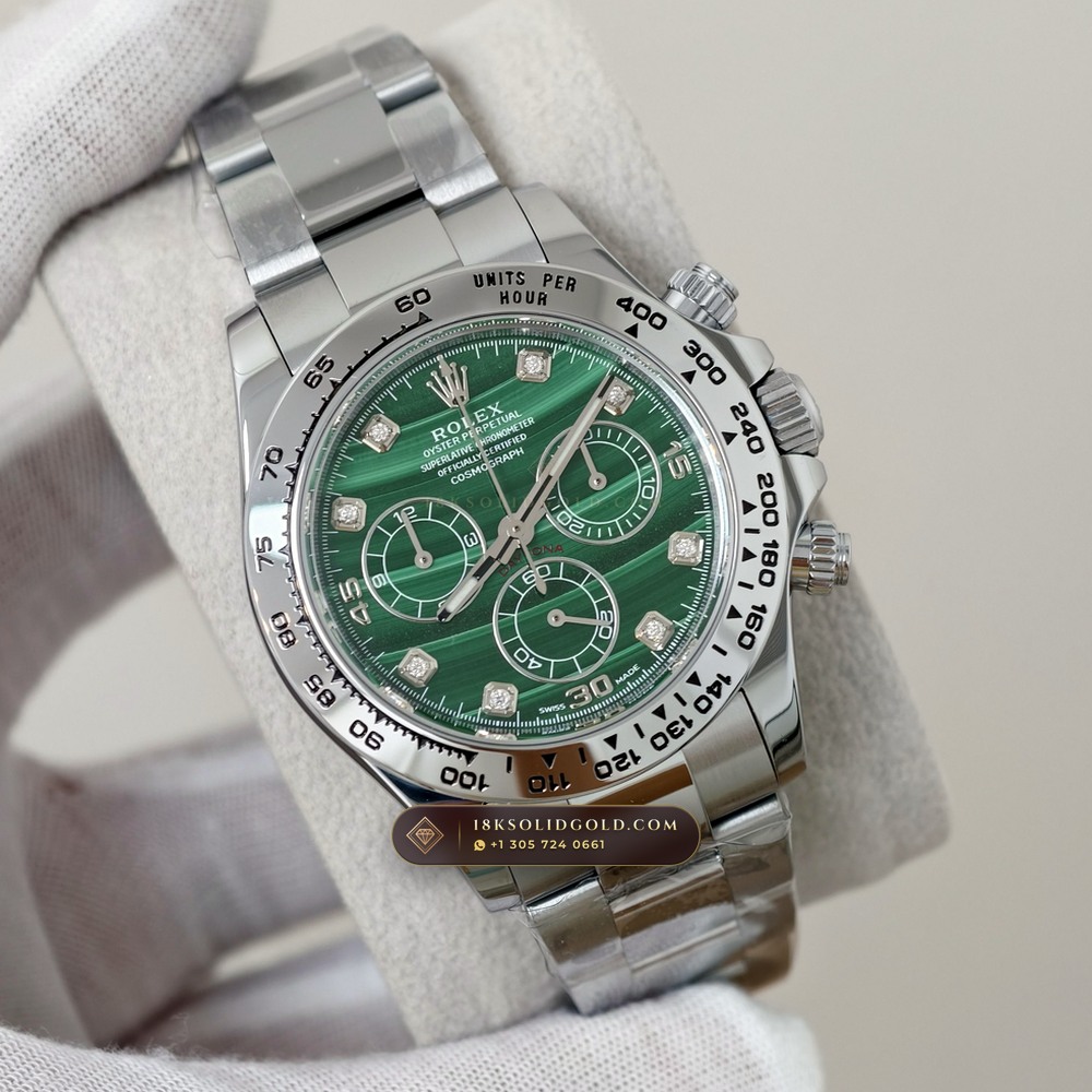 Rolex Cosmograph Daytona Malachite Stone Dial 18K White Gold Reference 126509 — Hallmarked Edition angle 2