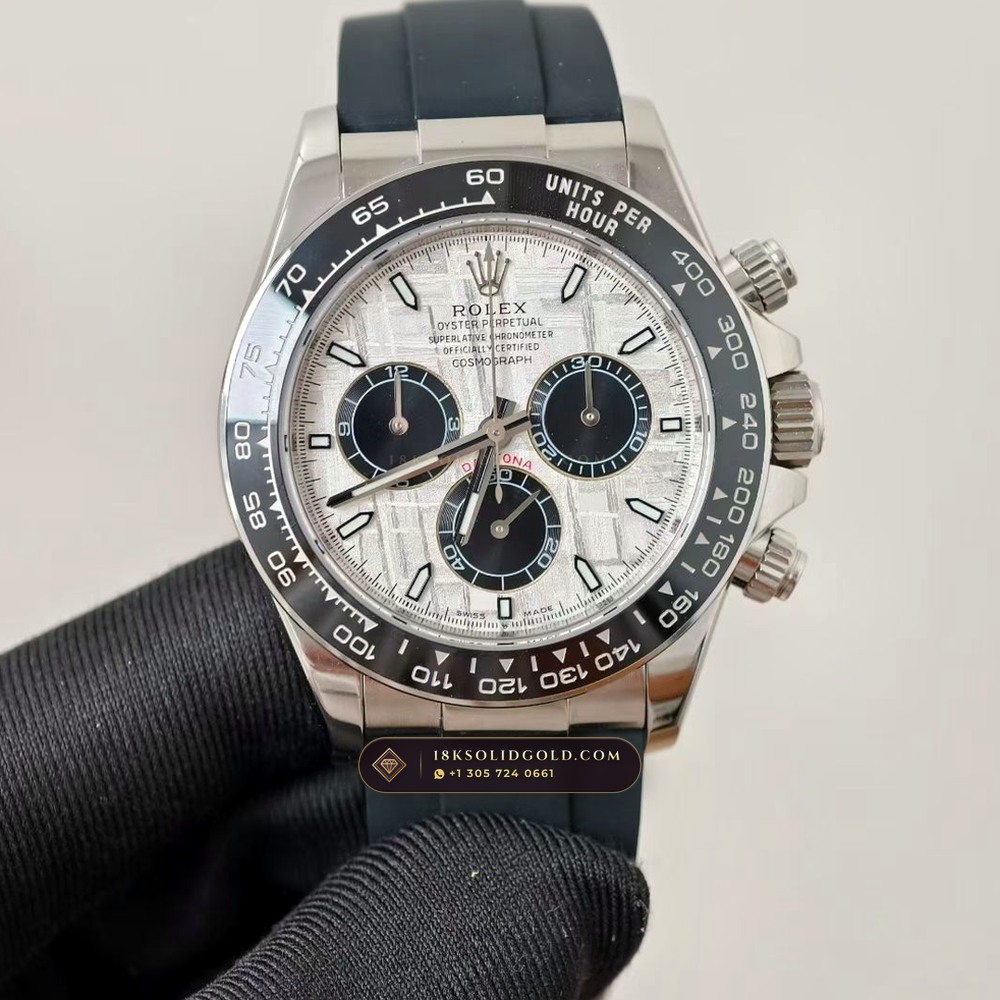Rolex Cosmograph Daytona Gibeon Meteorite Dial 18K White Gold Hand-Finished Buff Dial Deep Crystal Optics Reference 126519 — Hallmarked Edition