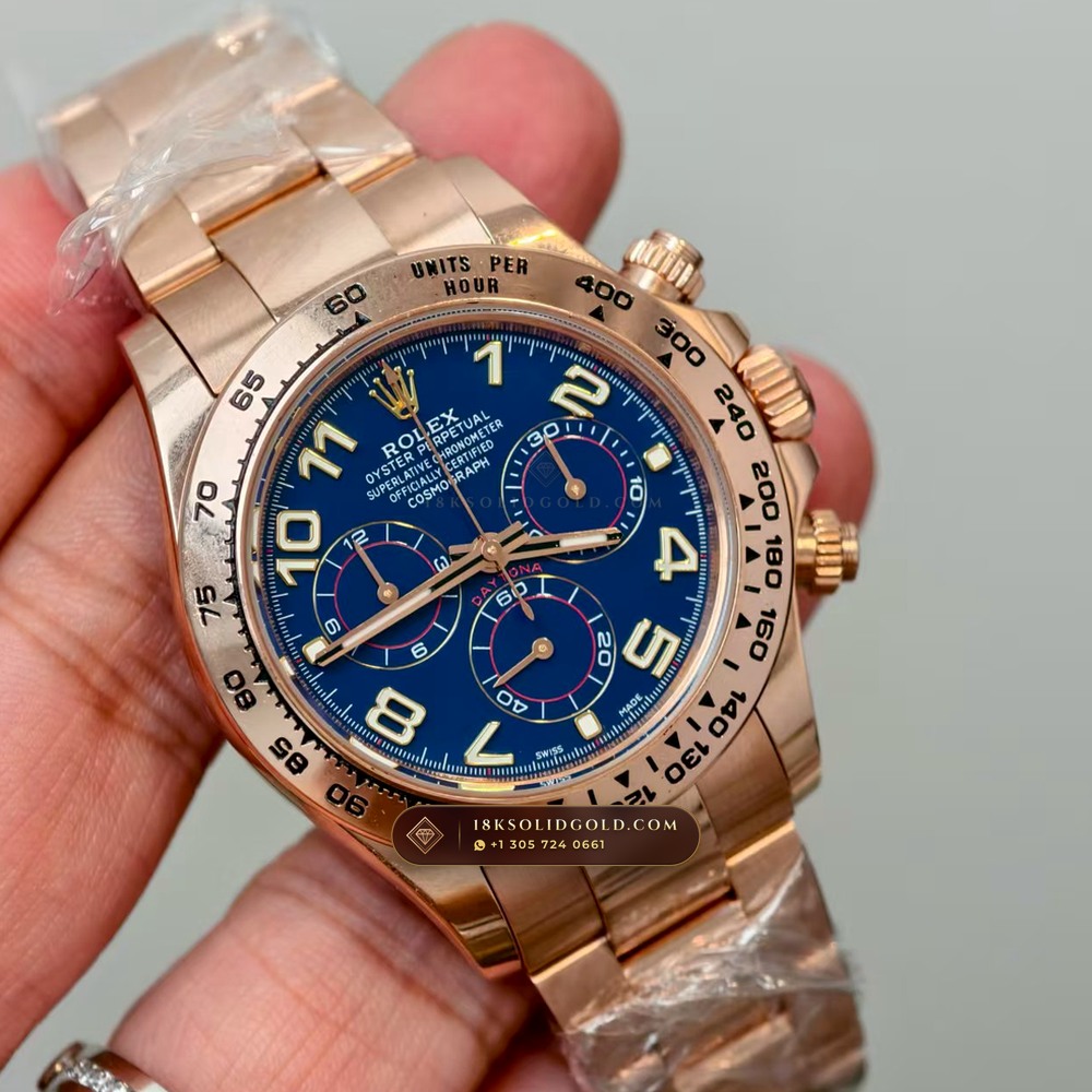 Rolex Cosmograph Daytona Racing Arabic Dial 18K Everose Gold Deep Crystal Optics Reference 126505 — Hallmarked Edition angle 3