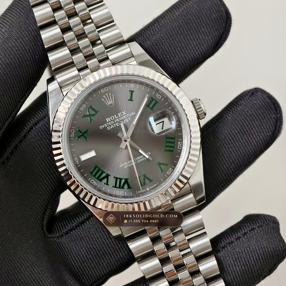 Rolex Datejust 41 Wimbledon Slate Roman Dial Reference 126334 — Salon Edition angle 2