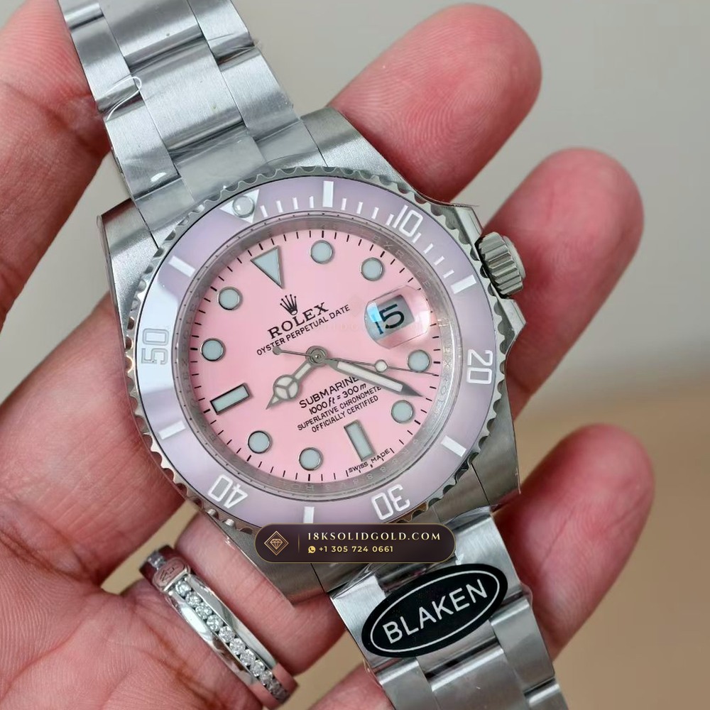 Rolex Submariner Date Blaken Custom Pink Dial Edition Reference 126610LN — Salon Edition angle 2