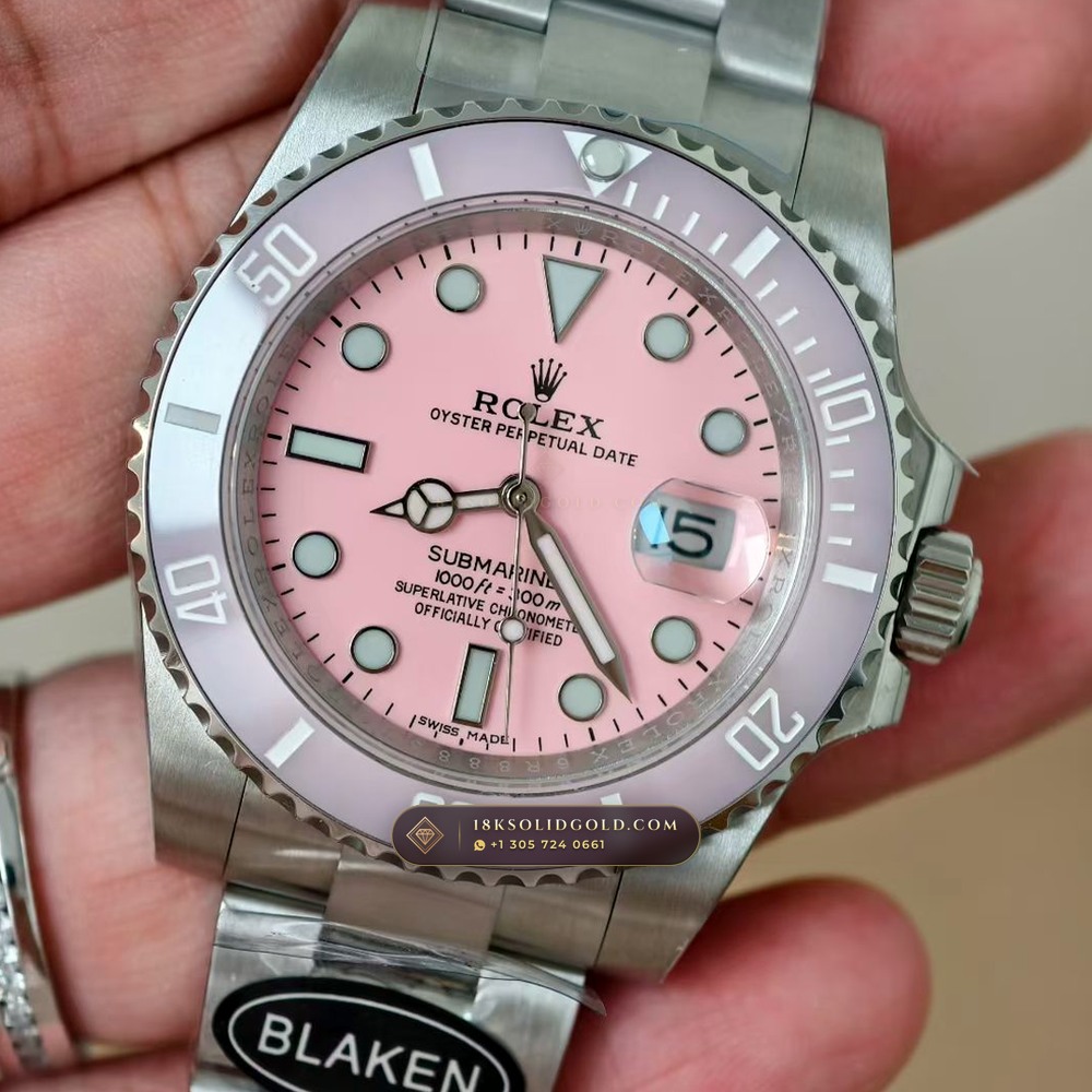 Rolex Submariner Date Blaken Custom Pink Dial Edition Reference 126610LN — Salon Edition angle 3