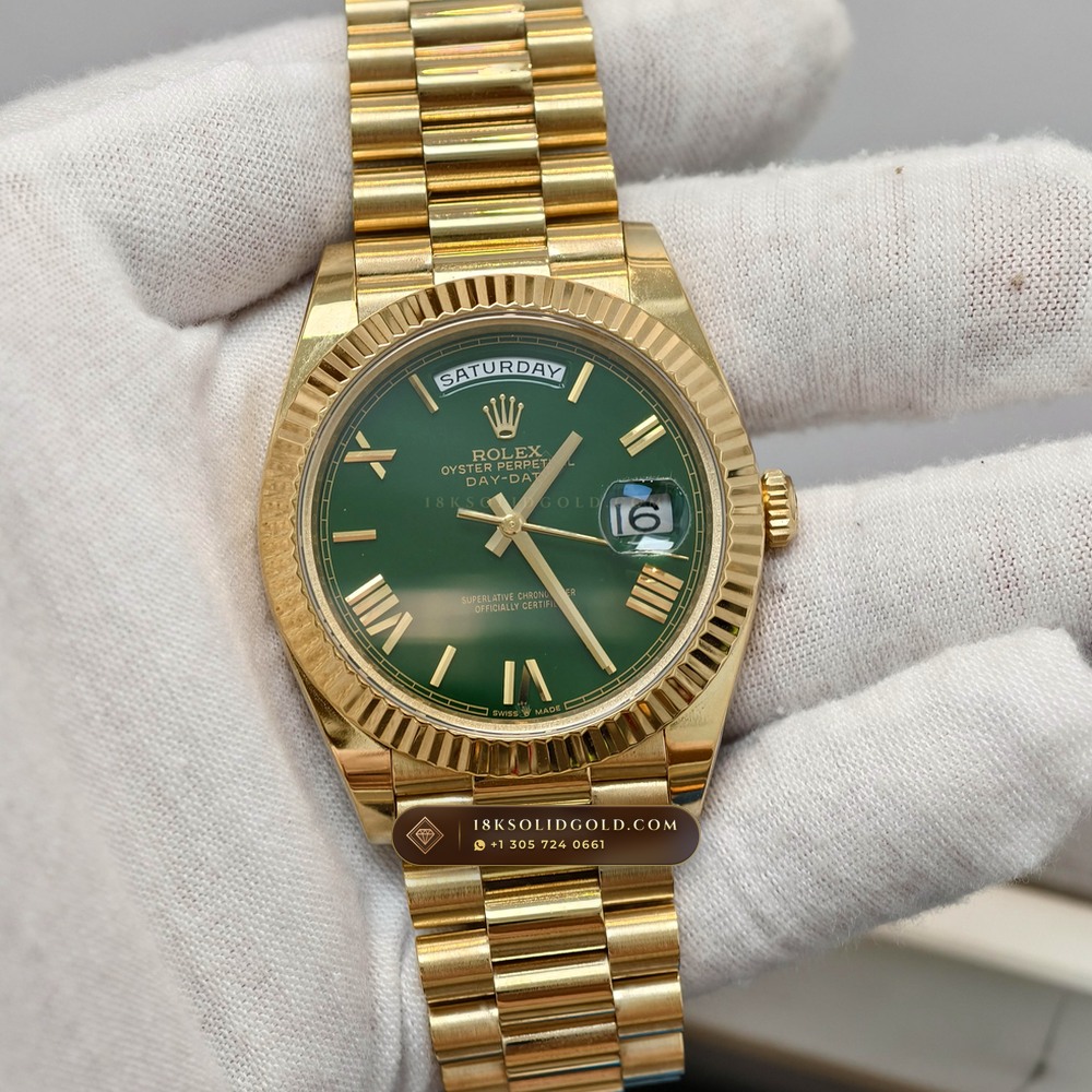 Rolex Day-Date 40 18K Yellow Gold Hand-Chamfered Bevel Spec Reference 228238 — Hallmarked Edition