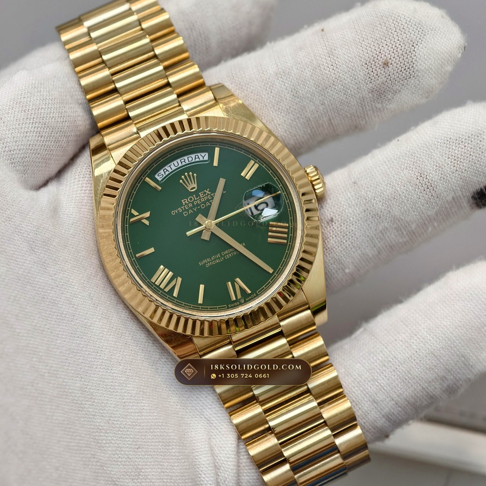 Rolex Day-Date 40 18K Yellow Gold Hand-Chamfered Bevel Spec Reference 228238 — Hallmarked Edition angle 2