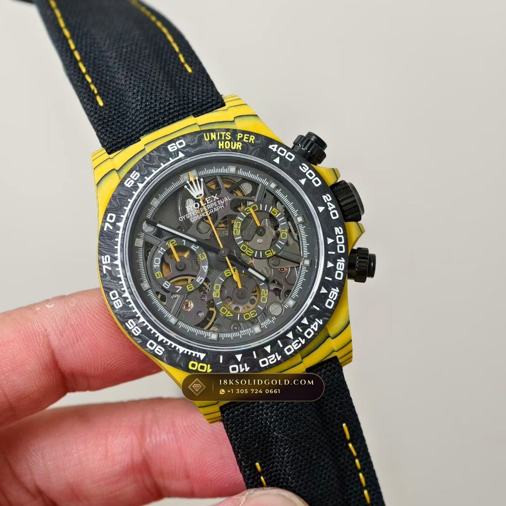 Rolex Cosmograph Daytona DiW Carbon Bumblebee Edition Reference 116500LN — Salon Edition angle 2