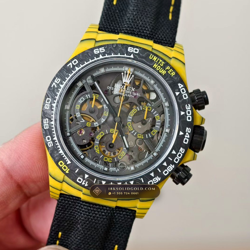 Rolex Cosmograph Daytona DiW Carbon Bumblebee Edition Reference 116500LN — Salon Edition angle 3
