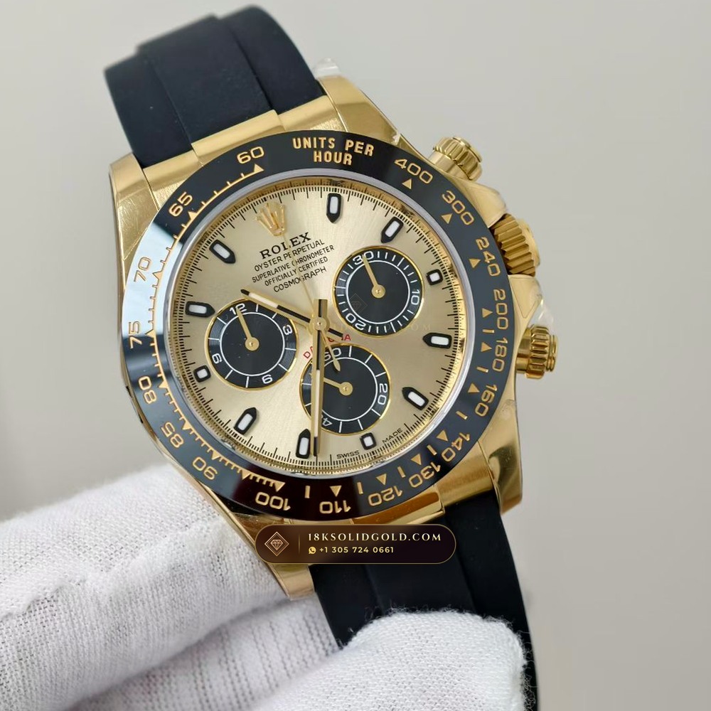 Rolex Cosmograph Daytona 18K Yellow Gold Geneva Atelier Spec Reference 116518LN — Hallmarked Edition angle 2
