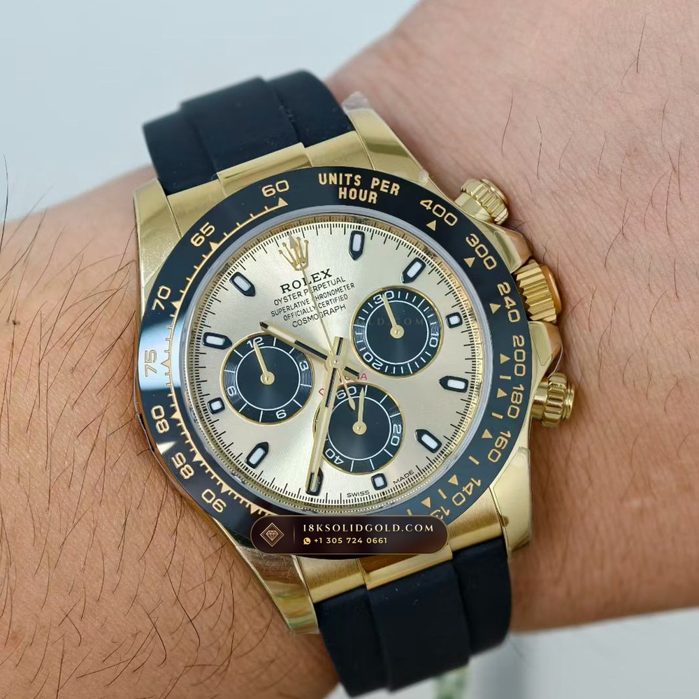 Rolex Cosmograph Daytona 18K Yellow Gold Geneva Atelier Spec Reference 116518LN — Hallmarked Edition — Studio Gallery Plate VIII in 18K Yellow Gold Au750 (160.7g Verified Mass, Rolex Manufacture Cal. 4130 - 72h Power Reserve)