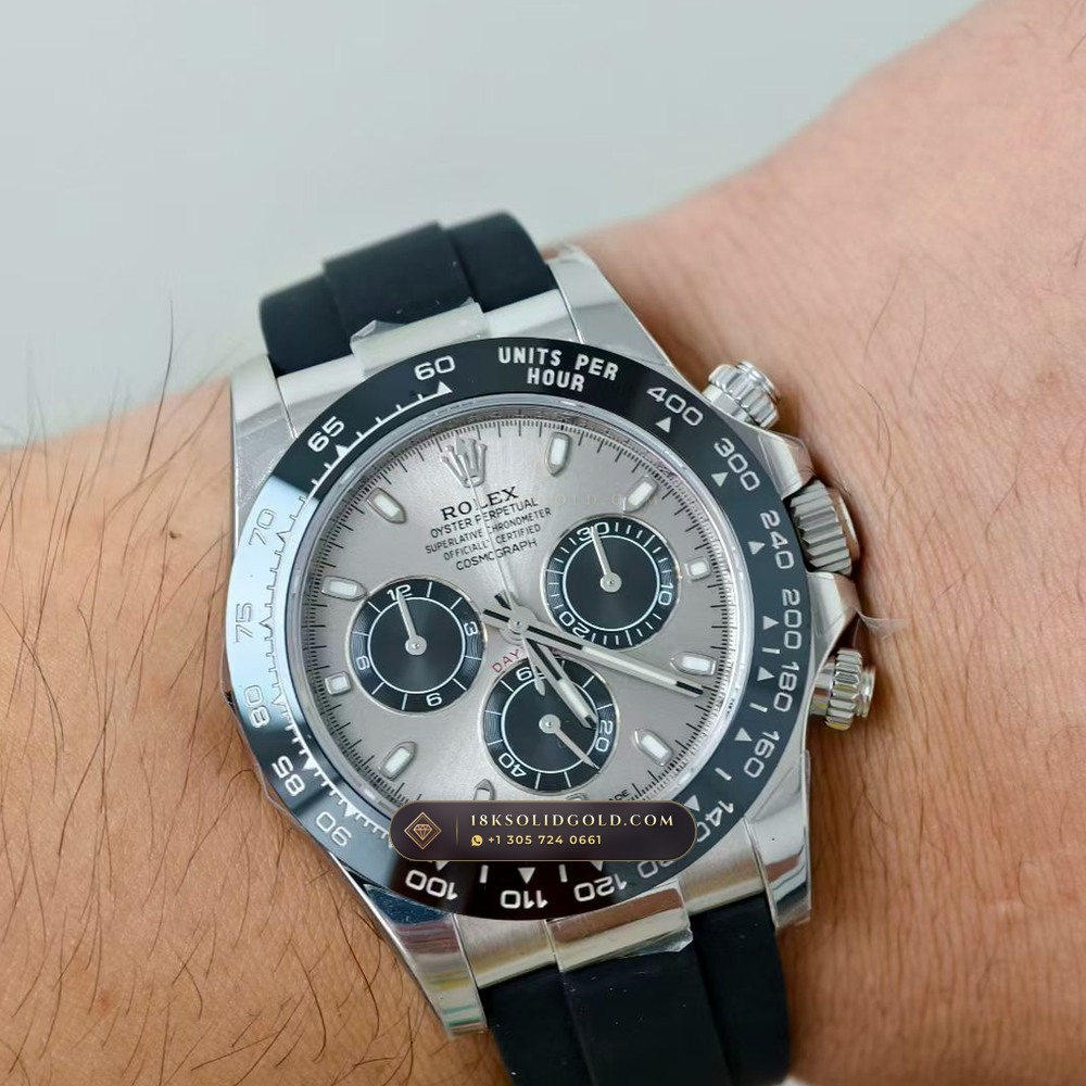 Rolex Cosmograph Daytona 18K White Gold Reference 116519LN — Hallmarked Edition — Studio Gallery Plate VII in 18K White Gold Au750 (160.5g Verified Mass, Rolex Manufacture Cal. 4130 - 72h Power Reserve)