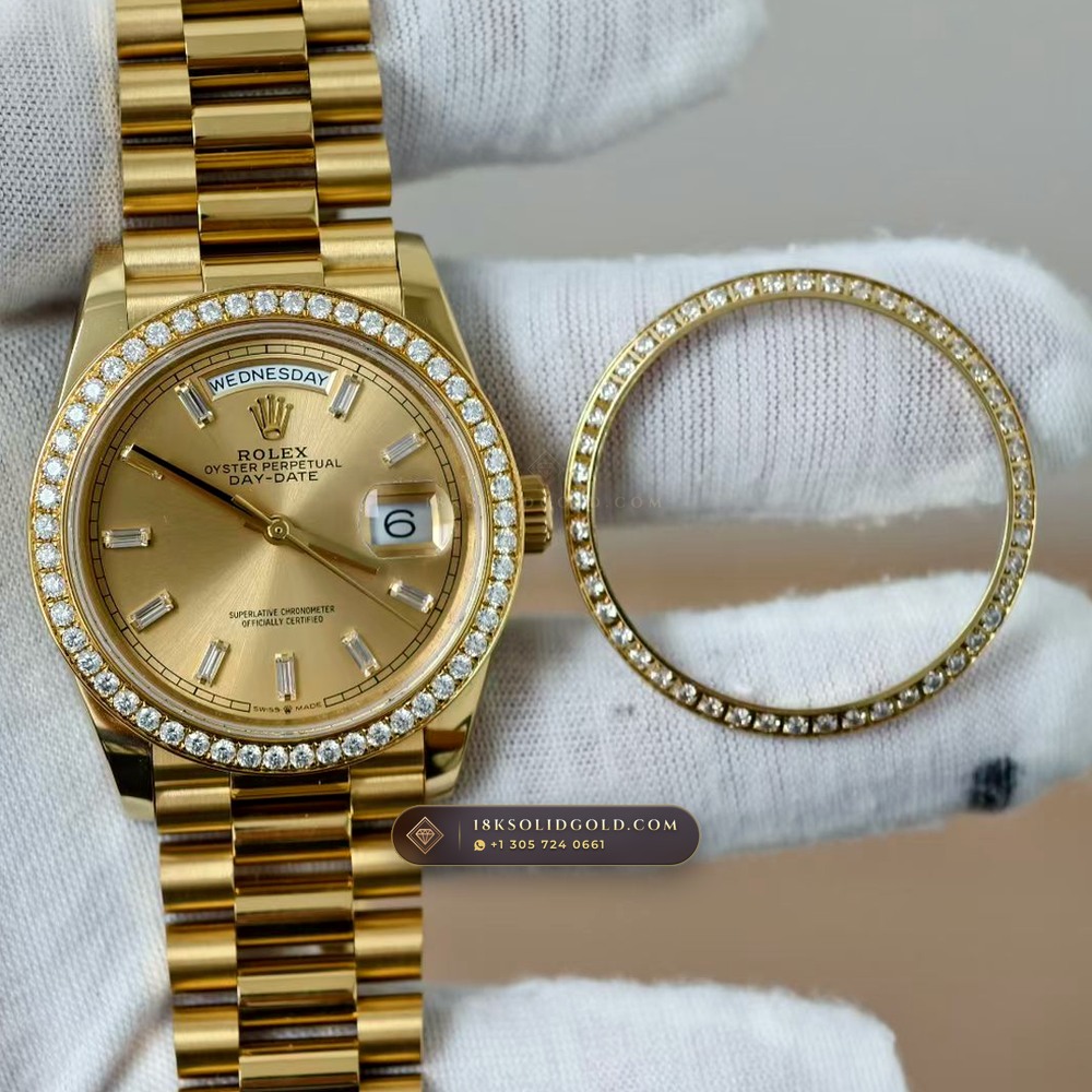 Rolex Day-Date 36 Diamond-Set Bezel 18K Yellow Gold Reference 128238 — Hallmarked Edition